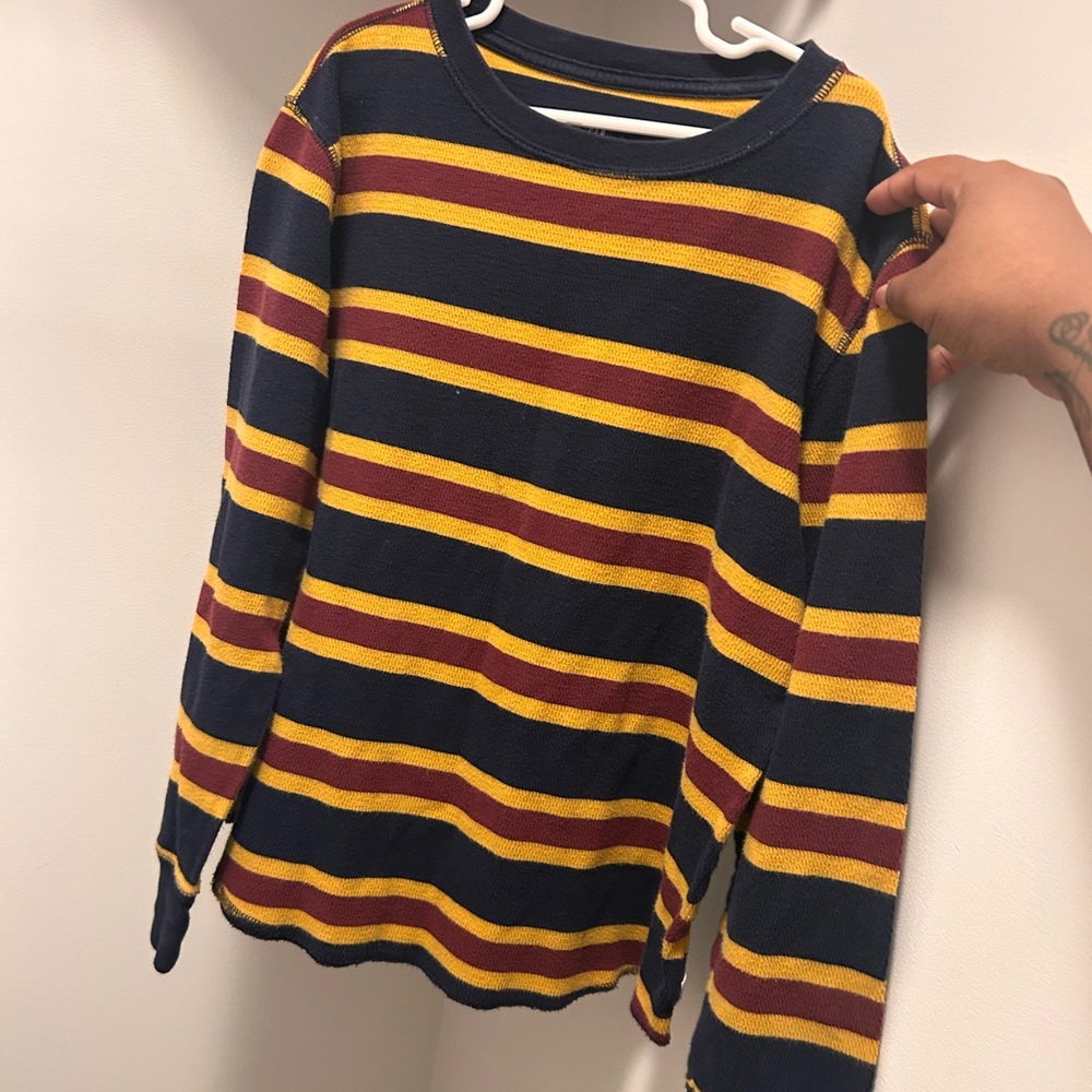GAP Kids Long Sleeve Striped Tee - Navy, Yellow, Red